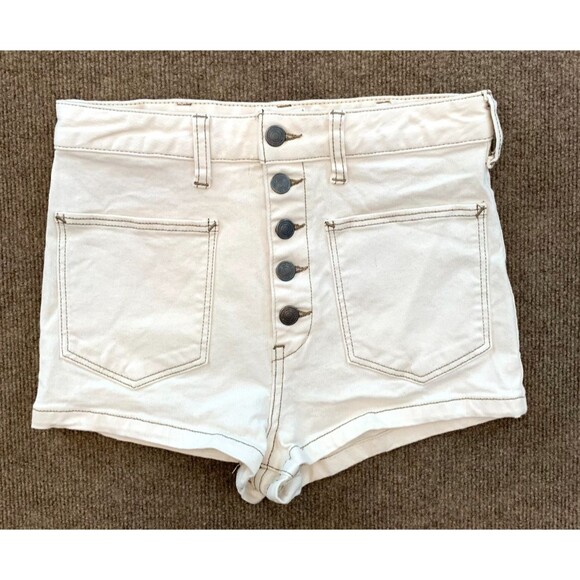 We The Free People Shorts Womens 28 Bridgette High Rise Button-Fly Stretch Denim - Picture 1 of 10